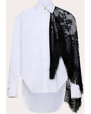Hellessy Lowel Poplin Fringed Shawl Shirt - Blue