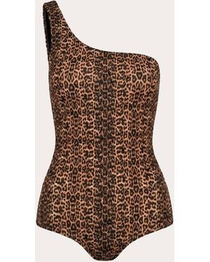Verde Limon Marmara Leopard Asymmetric One-Piece - Brown