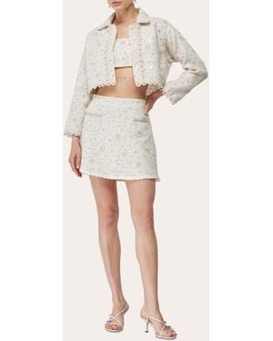 Waimari Noelle Sequin Tweed A-Line Mini Skirt - Natural