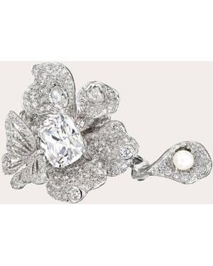Anabela Chan Diamond & Pearl Peony Butterfly Ring - White