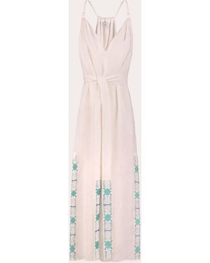 Karma On The Rocks Sabi Embroidered Linen Maxi Dress - Pink