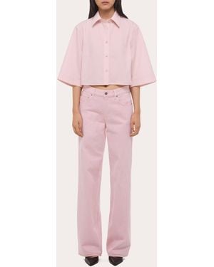 Helmut Lang Poplin Cropped Trench Shirt - Pink