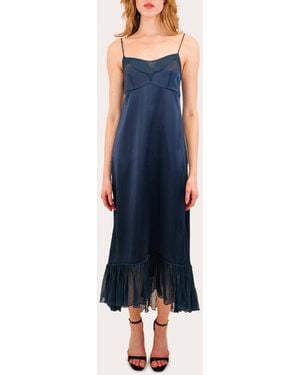Azeeza Layla Satin Chiffon A-Line Midi Dress - Blue