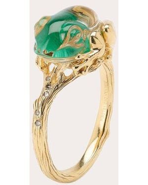 Bibi Van Der Velden Malachite & 18K Frog Stackable Ring - Metallic