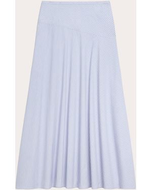 Theory Stripe Angled Yoke Circle Skirt - Blue