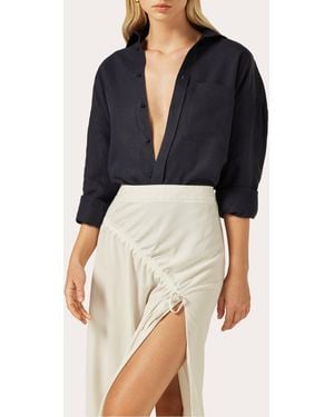 With Nothing Underneath The Weekend Organic Hemp Shirt - Blue