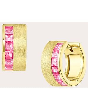 Jennifer DeMoro Sapphire & 18K Solara Huggie Earrings - Pink
