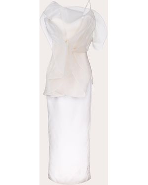 BYVARGA Lily Organza Flower Overlay Maxi Dress - Natural