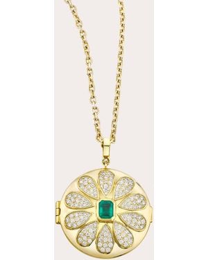 Future Fortune Emerald & Diamond Wonder Locket Necklace - Metallic