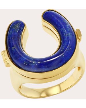 Future Fortune Lapis Lazuli & Diamond Good Luck Locket Ring - Blue