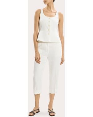 Theory Linen Twill Peplum Vest Top - Natural