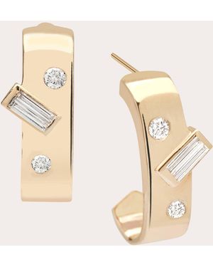 Ritique Diamond Mosaic Mini Mélange Huggie Earrings - Natural