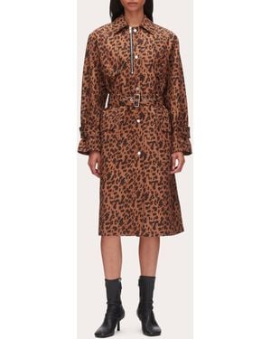 3.1 Phillip Lim Leopard Twill Belted Trench Coat - Brown