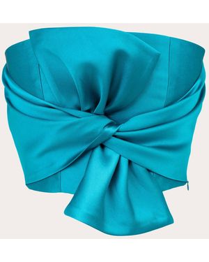 BYVARGA Whitney Satin Bow Strapless Top - Blue