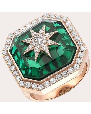 BeeGoddess Diamond & 14K Rose Venus Star Ring 14K - Green