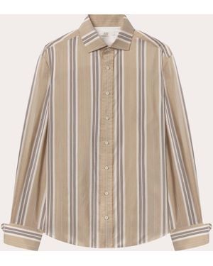 Co. Stripe Silk Exaggerated Cuff Shirt - Natural
