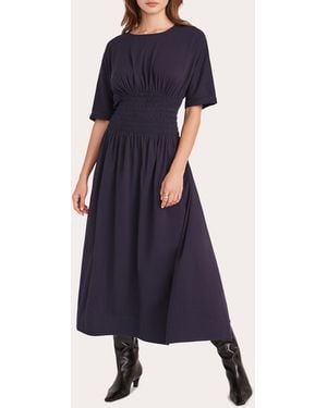 Merlette Gallen Smocked Cotton-Jersey Midi Dress - Blue