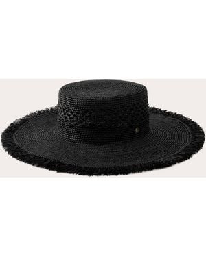 Helen Kaminski Ivy Crocheted Raffia Boater Hat - Black