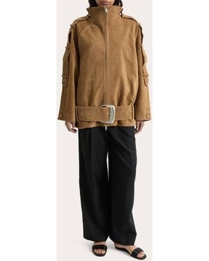 JOAEN Sara Oversized Suede Jacket - Natural