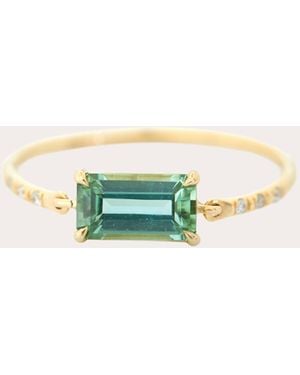 Yi Collection Diamond & Mint Tourmaline Petite Circle Ring - Blue