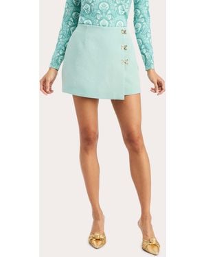 mestiza Arden Crepe Hardware Wrap Mini Skort - Blue