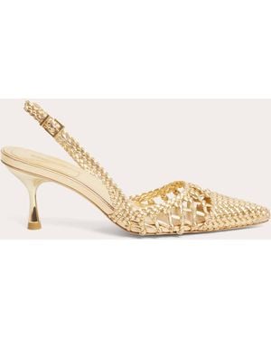 Jonathan Simkhai Dylan Woven Metallic Leather Slingback Pump - Natural
