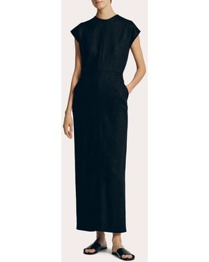 SEV Linen Cap-Sleeve Midi Dress - Blue