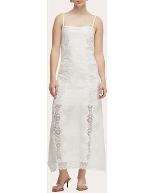 Waimari Rocio Embroidered Lace Linen Maxi Dress - Natural