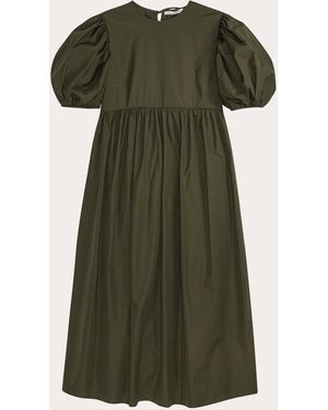 Cecilie Bahnsen Ailey Cotton Puff-Sleeve Midi Dress - Green