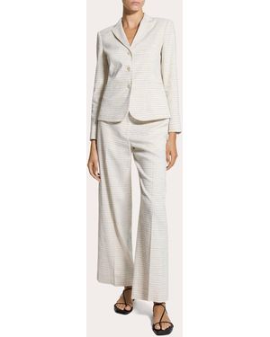 Theory Check Linen-Blend Shrunken Blazer - Natural