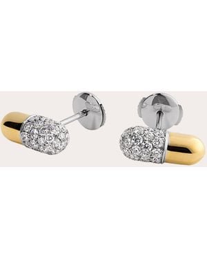 Elior Diamond & 18K Pill Pavé Stud Earrings - Natural