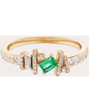 Preeti Sandhu Emerald & Diamond 14K Ethereal Angel Ring - Green