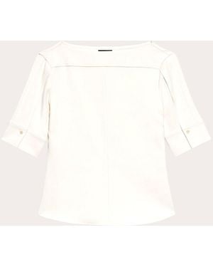 Theory Admiral Crepe Seamed Boatneck Top - Natural