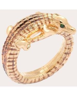 Bibi Van Der Velden Tsavorite & 18K Alligator Pinky Ring - Metallic