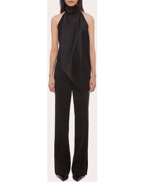 Helmut Lang Silk Tie Scarf Halter Top - Black
