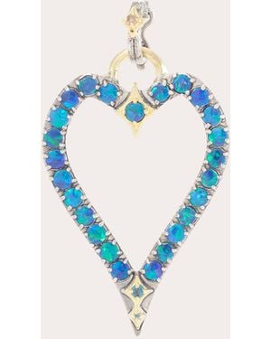 Armenta Topaz & Opal 18K Open Heart Pendant - Blue