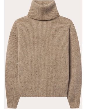 Co. Wool Cashmere Knit Oversized Turtleneck - Natural