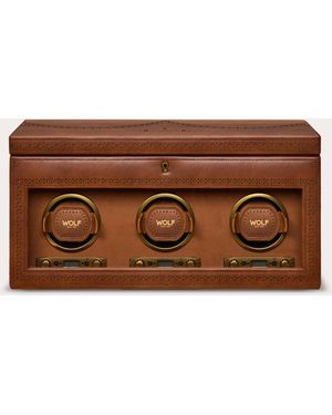 Wolf Brogue Triple Watch Winder - Brown