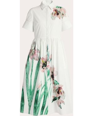 Erdem Floral Cotton Gathered Shirt Dress - White