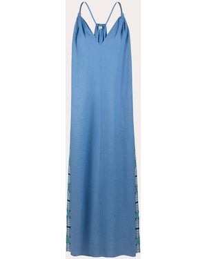Karma On The Rocks Sabi Embroidered Linen Maxi Dress - Blue