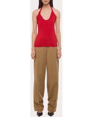 Helmut Lang Jersey Twist Dancer Halter Top - Red