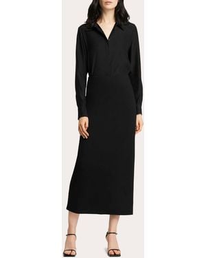 Argent Jersey Knit Slim Midi Skirt - Black