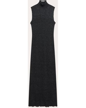 Helmut Lang Sheer Raw-Edge Mock Neck Tank Dress - Black