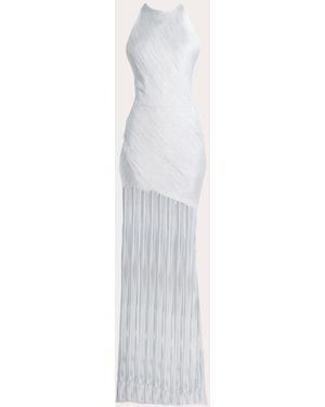 Francisco Arce Erys Silk Fringe Draped Gown - White