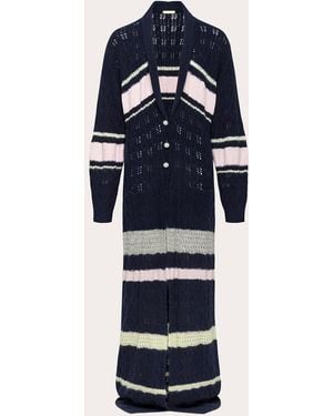 Hellessy Mixed Knit Stripe Aram Duster Cardigan - Blue