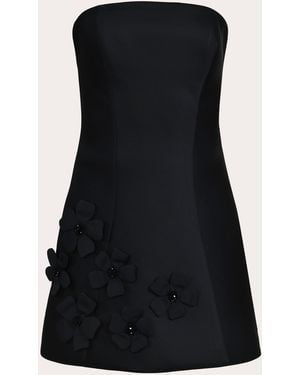 Francesca Miranda Dark Bouquet Silk Floral Appliqué Mini Dress - Black