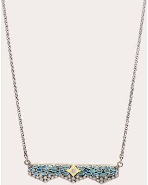 Armenta Aquamarine & Diamond Two-Tone Crivelli Bar Necklace - White