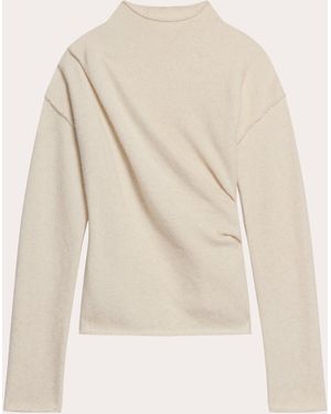 Helmut Lang Plush Wool Cashmere Twisted Sweater - Natural
