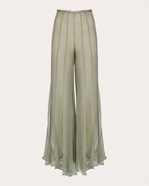 Francesca Miranda Olas Sheer Silk Pants - Green