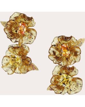 Anabela Chan Sapphire Petunia Drop Earrings 18K - Metallic